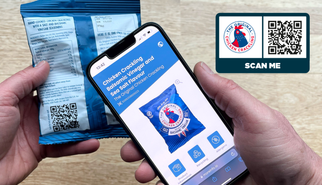 QR code powered by GS1 being scanned on a product